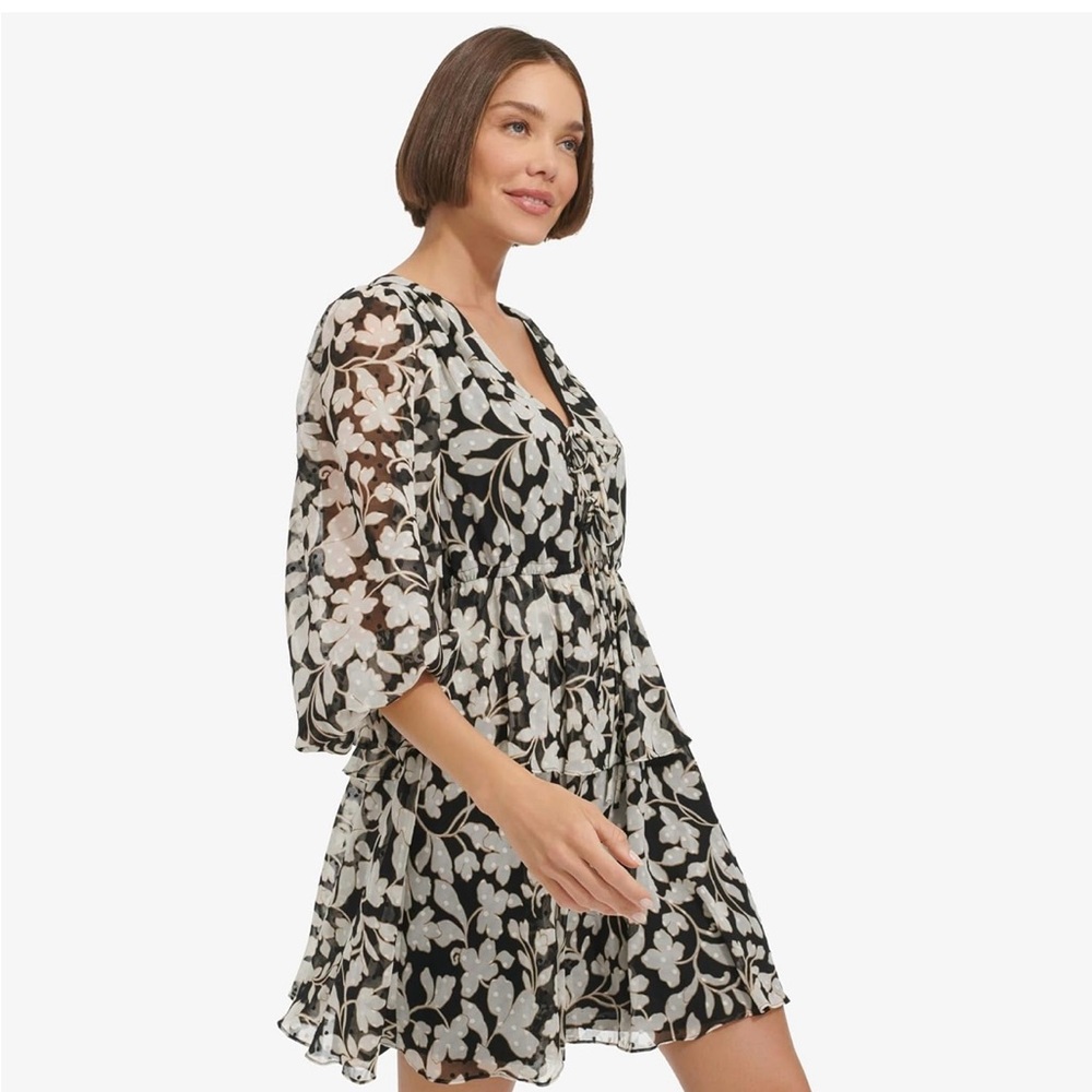 TOMMY HILFIGER Floral Balloon Sleeve Mini Dress Size 8 / Medium